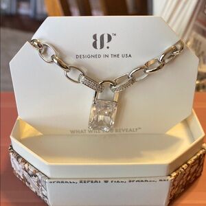 Trend Maker - Elegant Silver Necklace with Crystal Lock Pendant